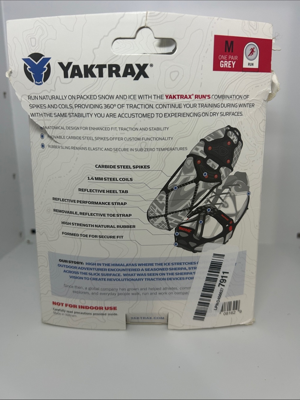 Yaktrax Run Spiked Traction Cleats - Grey/Black medium